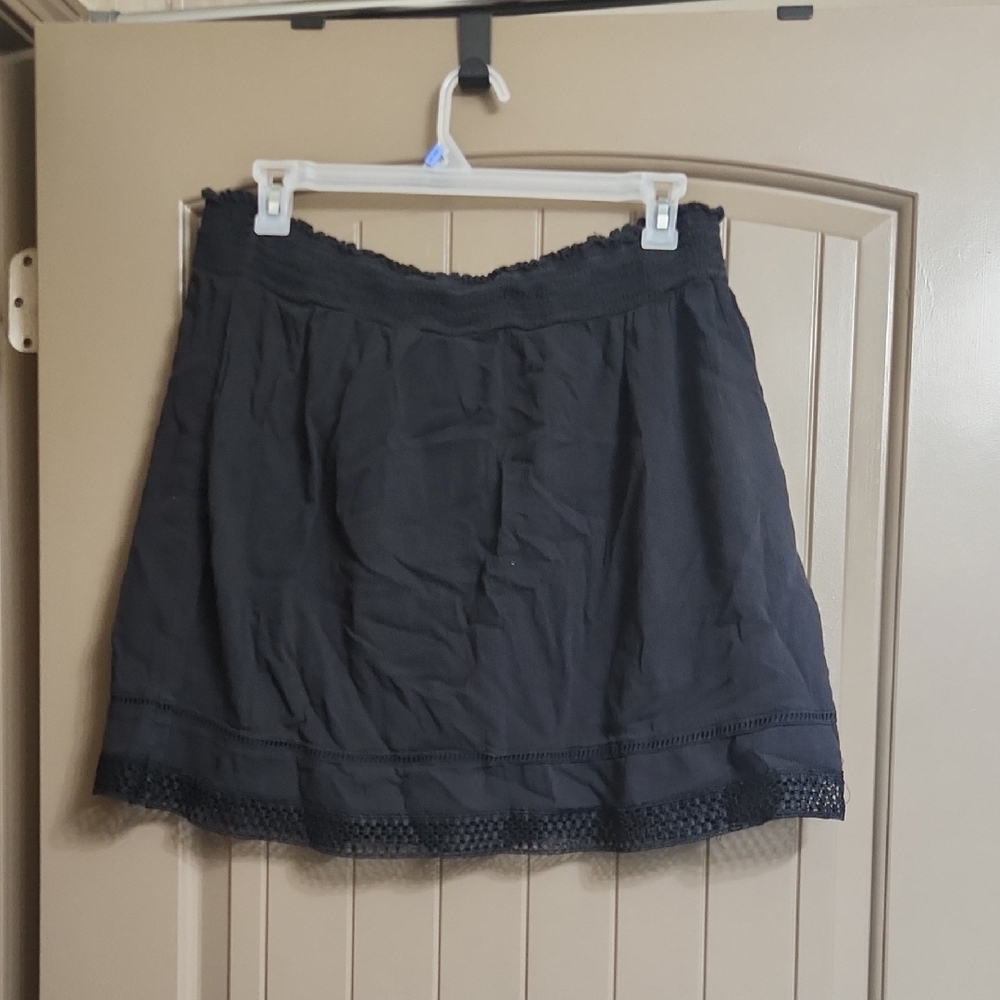 Faded Glory Black Mini Skirt with Lace Detail
